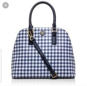 Tory Burch Gingham dome tote with match wristlet